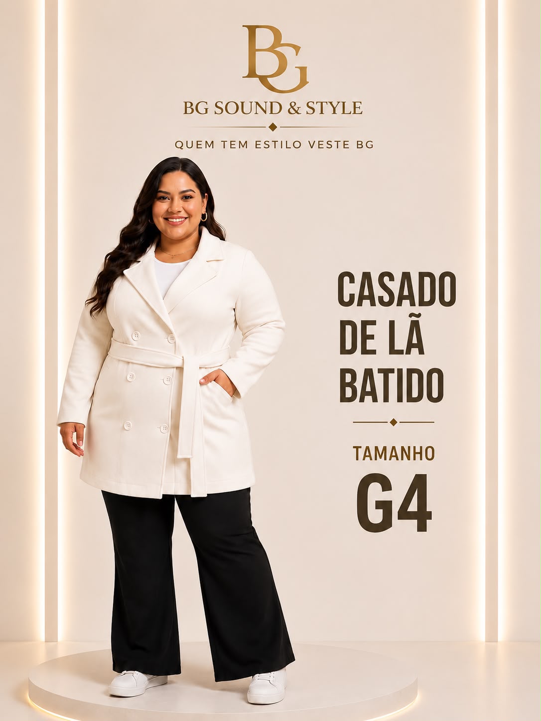 CASACO DE LÃ BATIDO BRANCO 