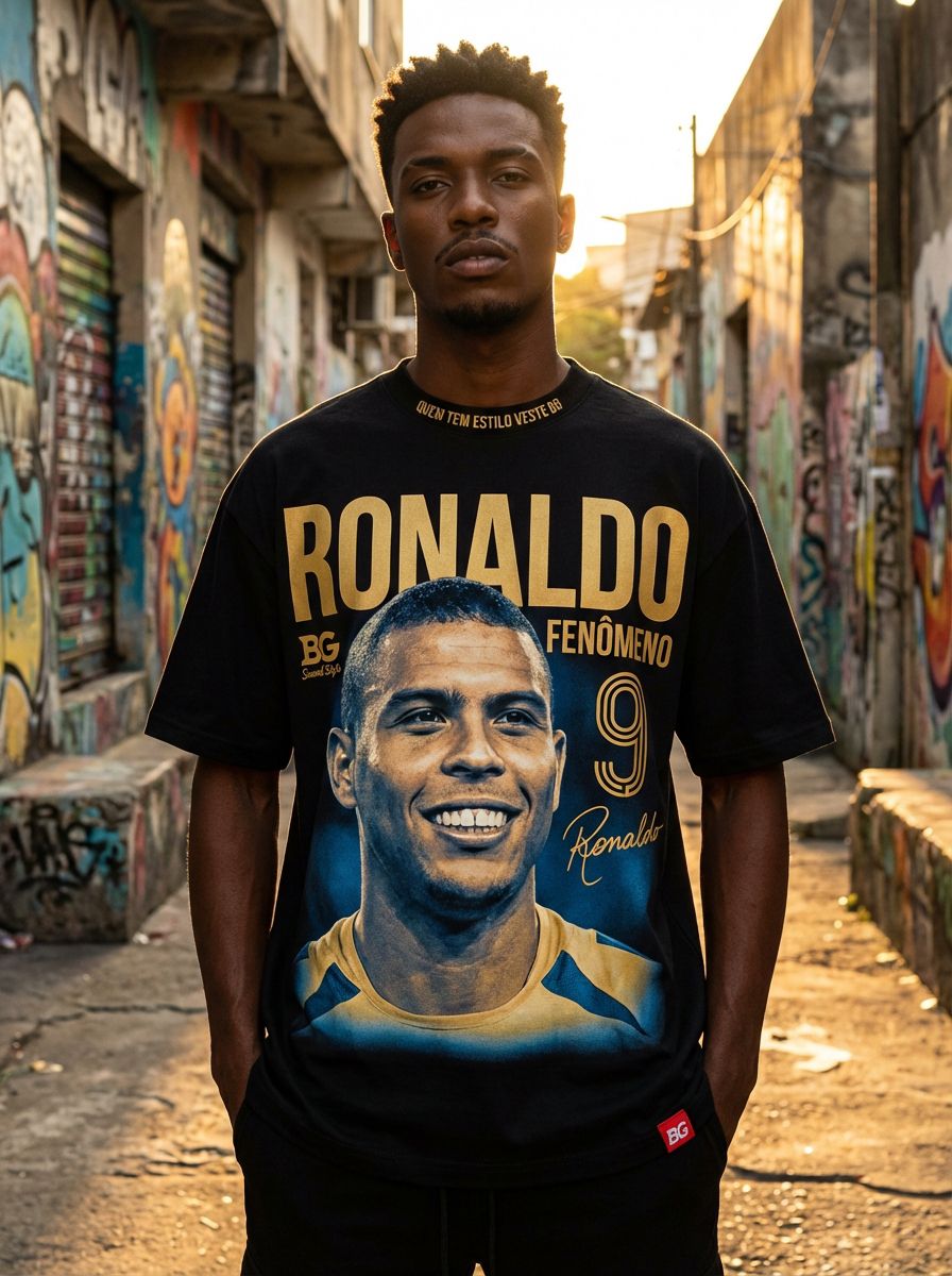 CAMISETA BG PRETA RONALDEO FENOMENO 9