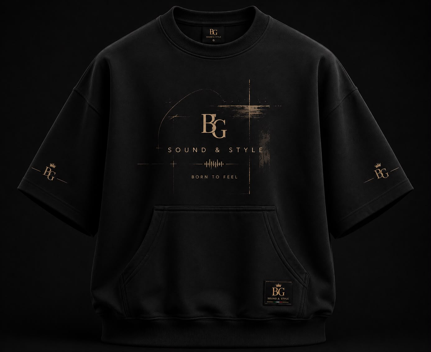 CAMISETA BG PRETA COM BOLSO OVERSIZIED 