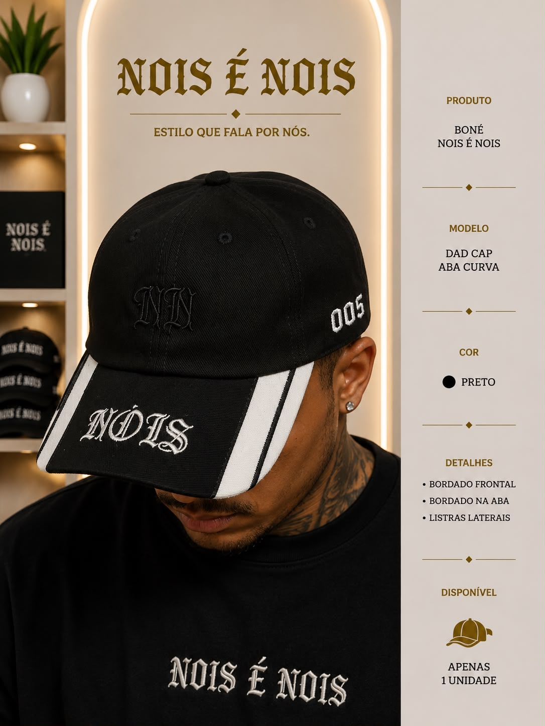 BONÉ NOIS E NOIS PRETO DAD CAP 